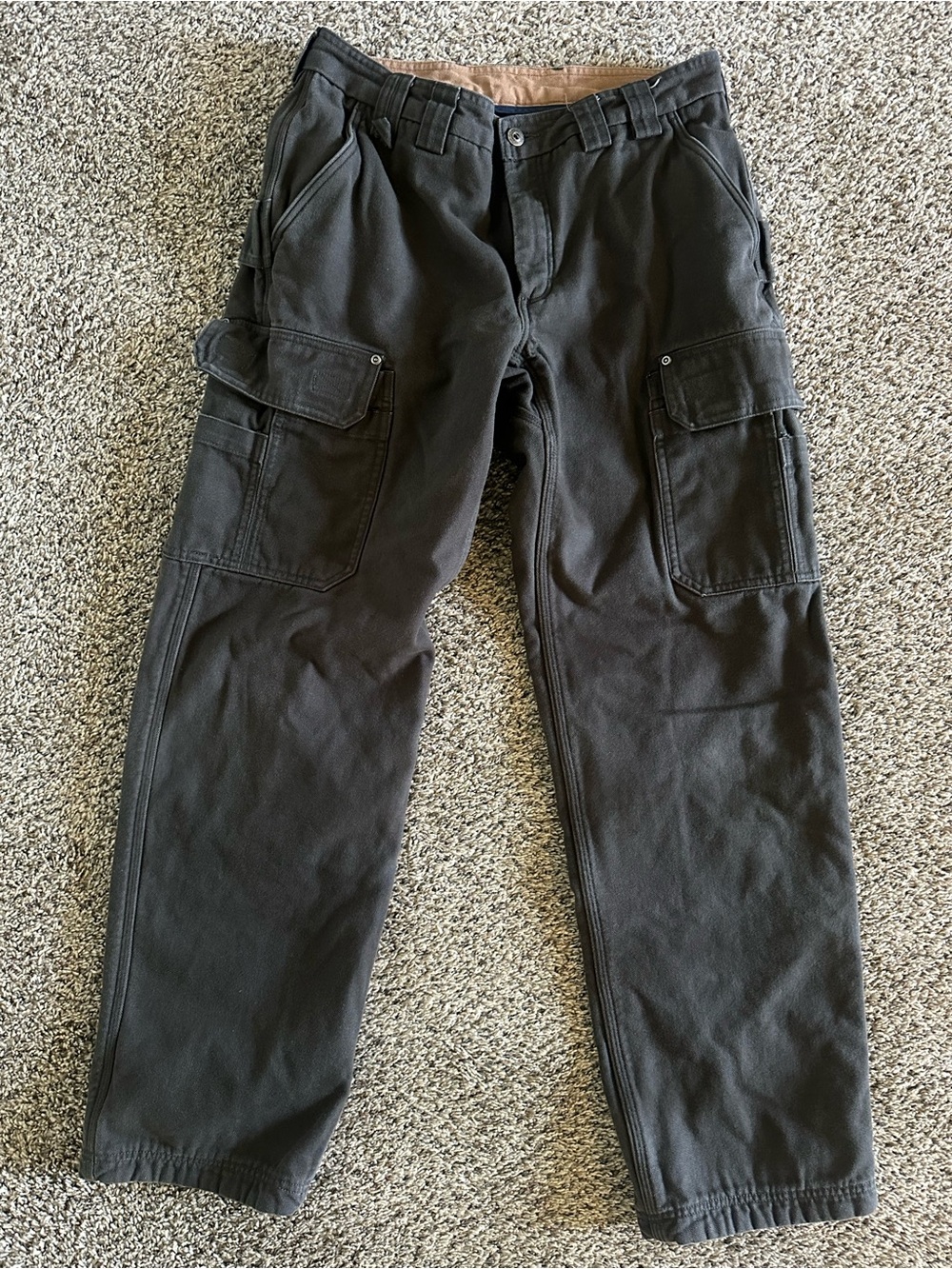 Duluth Trading Co. Fleece Lined Men's Cargo Pants in Dark Taupe - Picture 2 of 4